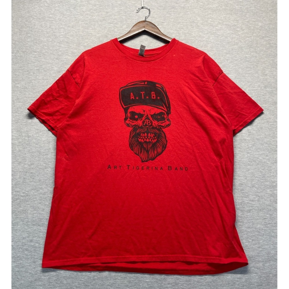 Gildan Heavy Cotton T Shirt Mens XL Red Graphic Art Tigerina Band Streetwear